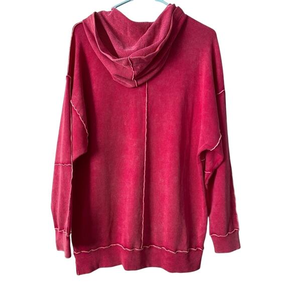 Wild Fable NWT Pink Washed Raw Seam Hoodie Sweatshirt Women's S Relaxed Boho - Picture 2 of 8